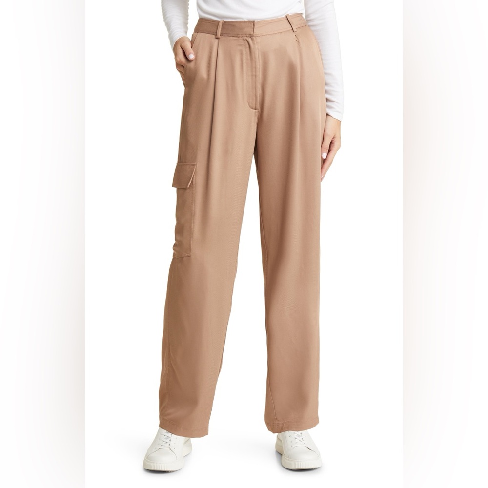 NWT Nordstrom Women’s Tencel Wide Leg Trousers in Camel Size 10